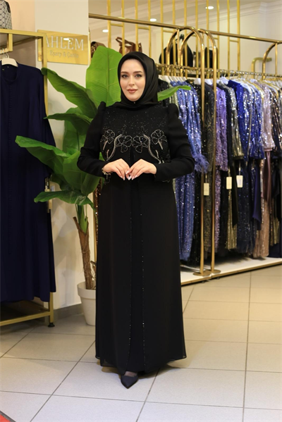 3447 فستان مزين بحجر زهرة كود