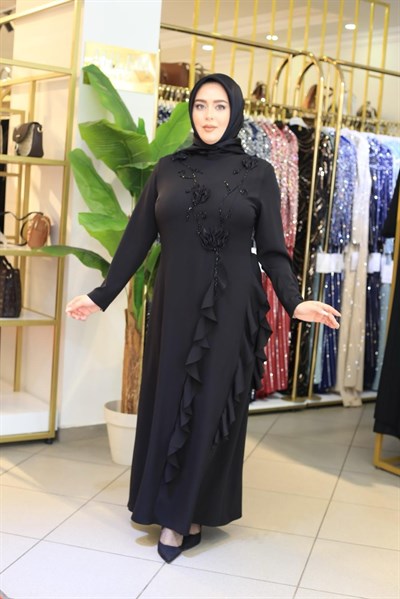 3521 KOD KABARTMA GÜLLÜ ELBİSE