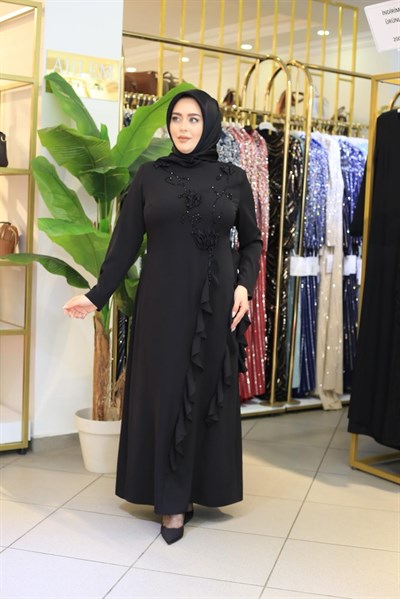 3521 KOD KABARTMA GÜLLÜ ELBİSE