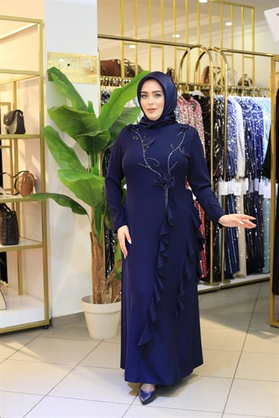 3521 KOD KABARTMA GÜLLÜ ELBİSE