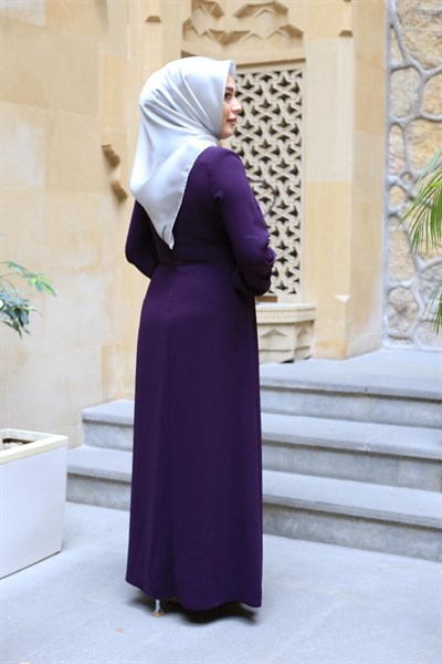 3543-1 KOD DÜĞME DETAYLI ELBİSE