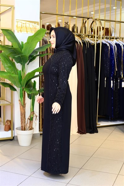 3571 KOD İNCİLİ KREP ELBİSE