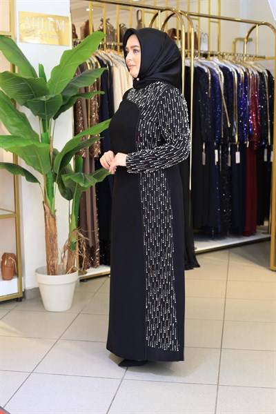 3571 KOD İNCİLİ KREP ELBİSE