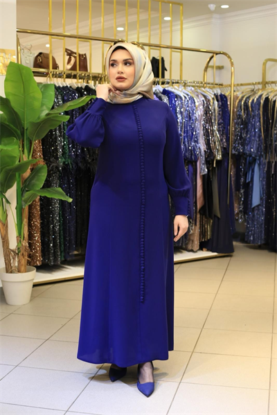 3572 CODE KNOPF DETAILLIERTE KREPPKLEID