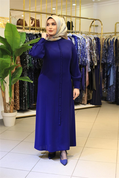 3572 CODE KNOPF DETAILLIERTE KREPPKLEID