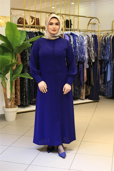 3572 CODE KNOPF DETAILLIERTE KREPPKLEID