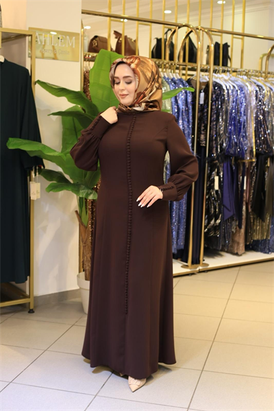 3572 CODE BUTTON DETAILED CREPE DRESS