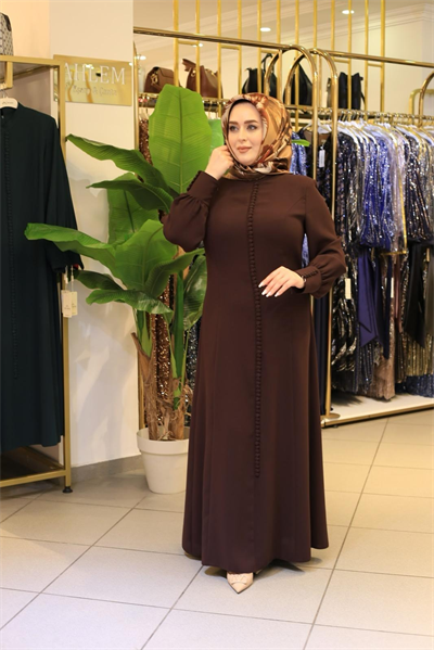 3572 CODE BUTTON DETAILED CREPE DRESS