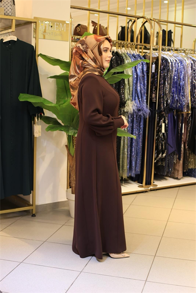 3572 CODE BUTTON DETAILED CREPE DRESS