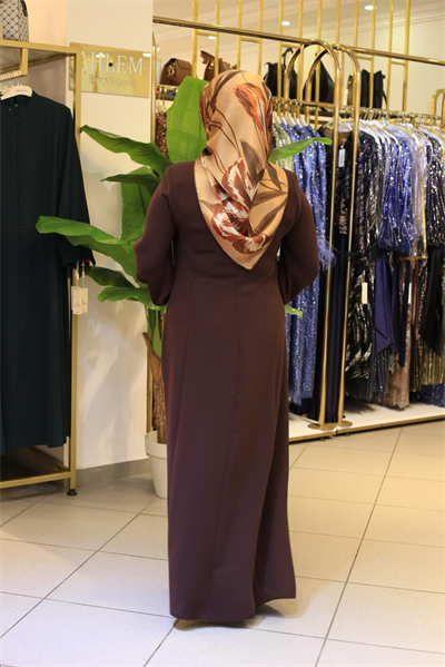 3572 CODE BUTTON DETAILED CREPE DRESS