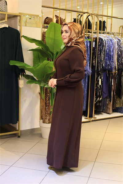 3572 CODE BUTTON DETAILED CREPE DRESS