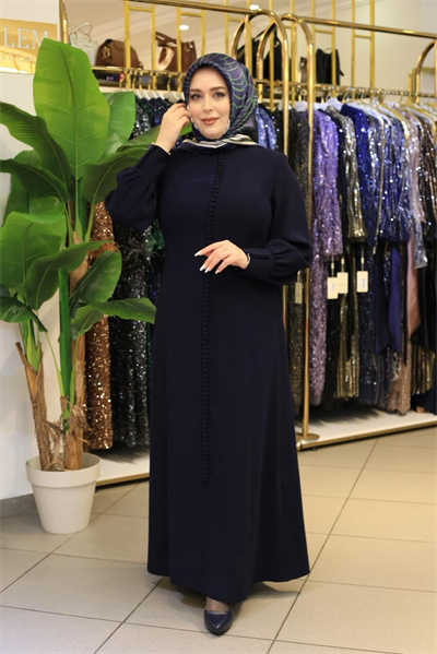 3572 CODE KNOPF DETAILLIERTE KREPPKLEID