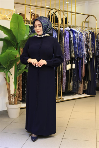 3572 CODE KNOPF DETAILLIERTE KREPPKLEID