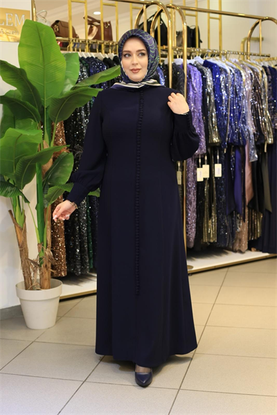 3572 CODE KNOPF DETAILLIERTE KREPPKLEID