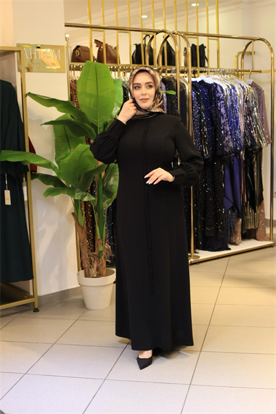 3572 فستان كريب مفصل بأزرار مرمزة