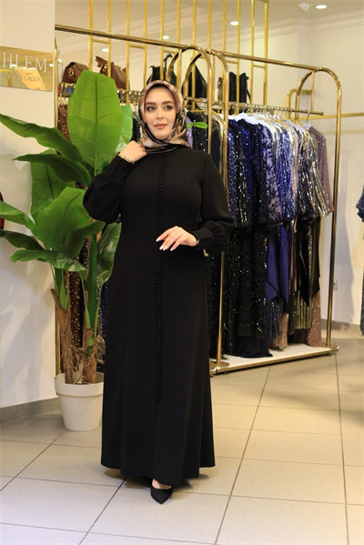 3572 فستان كريب مفصل بأزرار مرمزة