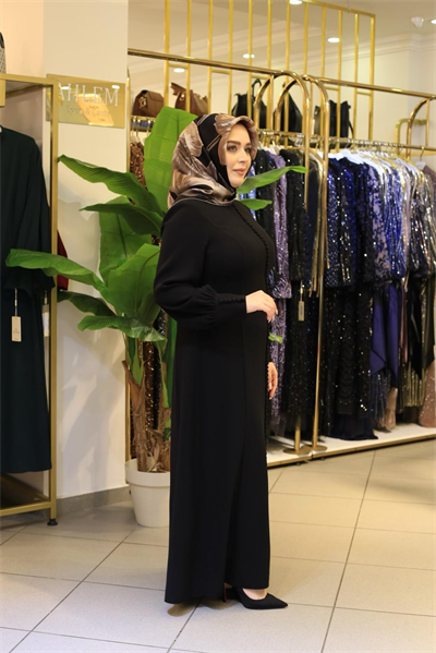 3572 فستان كريب مفصل بأزرار مرمزة