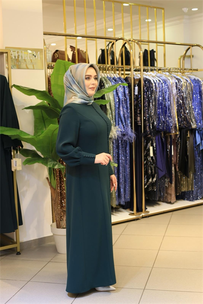 3572 فستان كريب مفصل بأزرار مرمزة