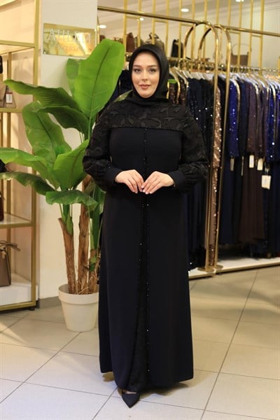 3615 KOD SİM KUMAŞ DETAYLI ELBİSE