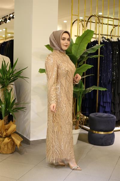 363 CODE STONE PRINTED EVENING DRESS