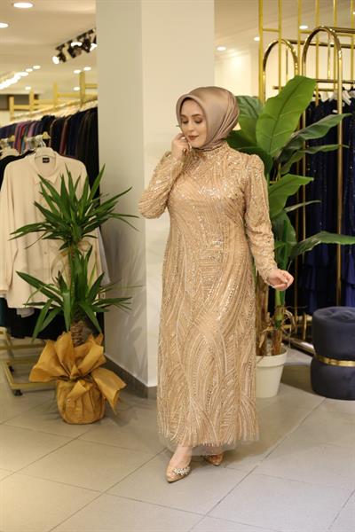 363 CODE STONE PRINTED EVENING DRESS