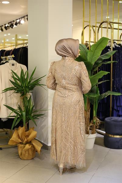 363 CODE STONE PRINTED EVENING DRESS