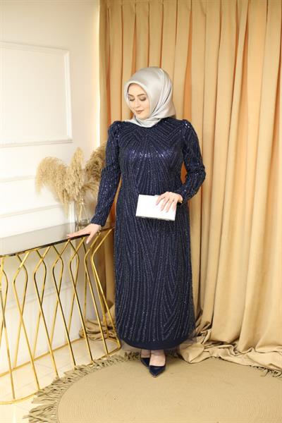 363 CODE STONE PRINTED EVENING DRESS