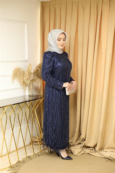 363 CODE STONE PRINTED EVENING DRESS