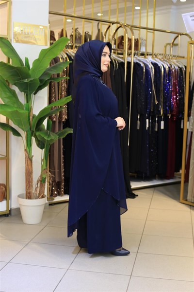 3645 KOD ÇİÇEK İŞLEMELİ ŞİFON ELBİSE