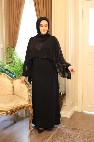 3668 KOD PAYET DETAYLI ELBİSE