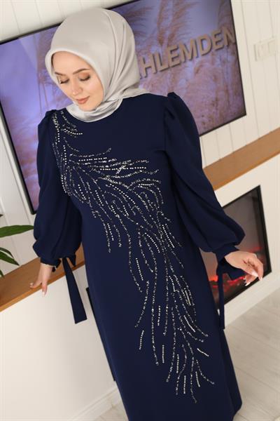 392 CODE STONE DETAILED EVENING DRESS