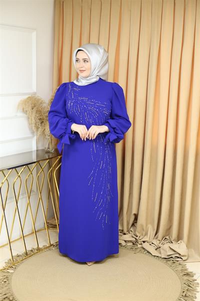 392 KOD TAŞ DETAYLI ABİYE ELBİSE