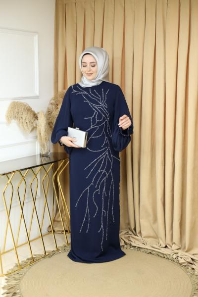 3932 KOD TAŞ DETAYLI ABİYE ELBİSE
