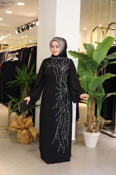 3932 KOD TAŞ DETAYLI ABİYE ELBİSE