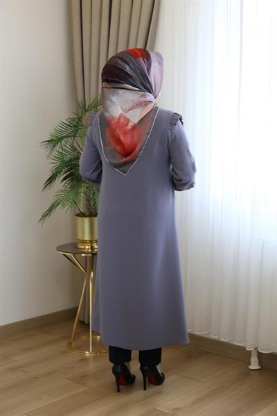 400 KOD OMUZ FIRFIRLI TUNİK GRİ