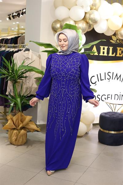 410 CODE EVENING DRESS WITH STONE DETAILS