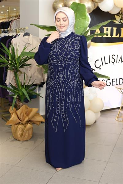 410 CODE EVENING DRESS WITH STONE DETAILS