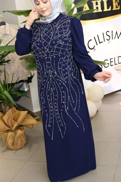 410 CODE EVENING DRESS WITH STONE DETAILS