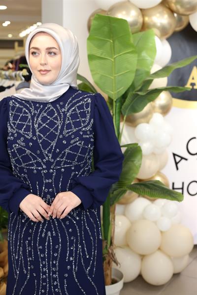 410 CODE EVENING DRESS WITH STONE DETAILS