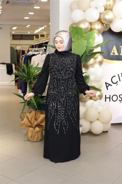 410 CODE EVENING DRESS WITH STONE DETAILS