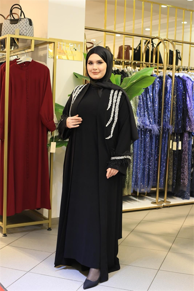 4200 CODED ARMS FURRY ABAYA SET