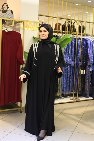 4200 CODED ARMS FURRY ABAYA SET
