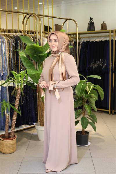 421 CODE SATIN DETAILED DRESS