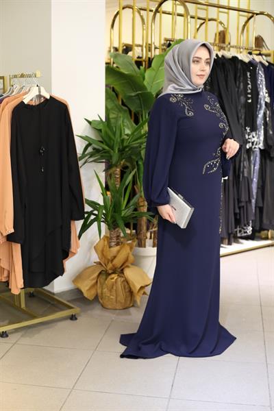 432 فستان سهرة بأكمام كود 432 مع تفاصيل شيفون