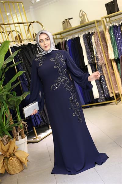 432 فستان سهرة بأكمام كود 432 مع تفاصيل شيفون