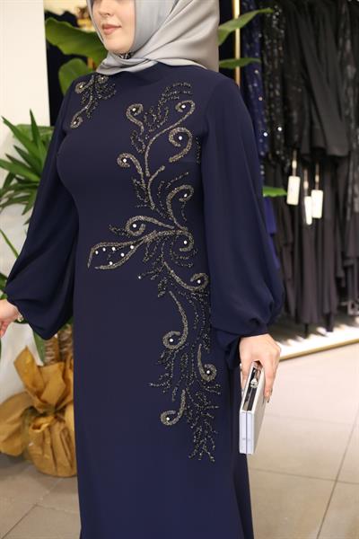 432 فستان سهرة بأكمام كود 432 مع تفاصيل شيفون