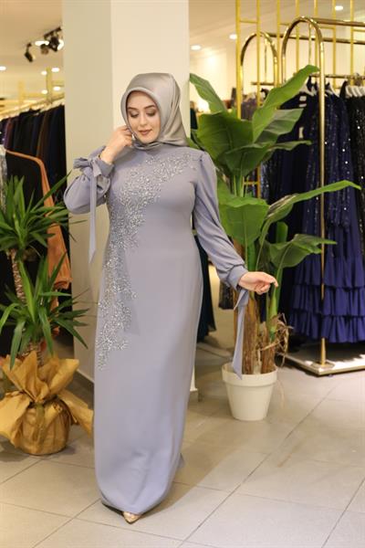 433 CODE STONE EMBROIDERED EVENING DRESS