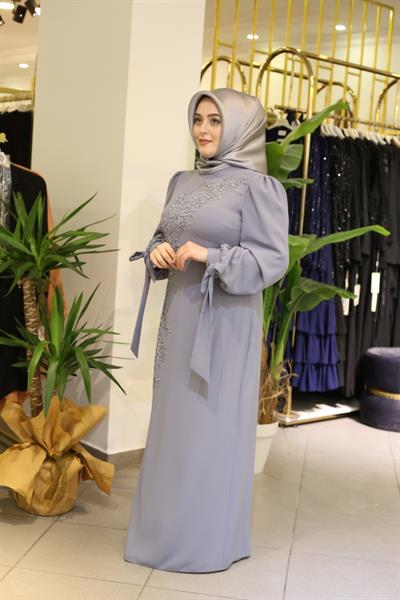 433 CODE STONE EMBROIDERED EVENING DRESS