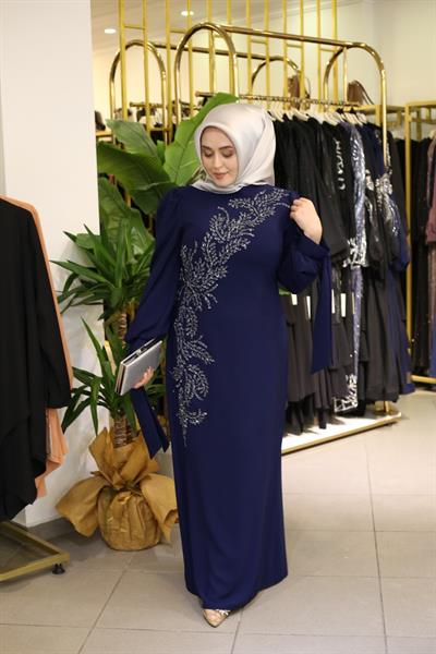 433 CODE STONE EMBROIDERED EVENING DRESS