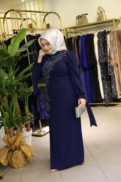 433 CODE STONE EMBROIDERED EVENING DRESS